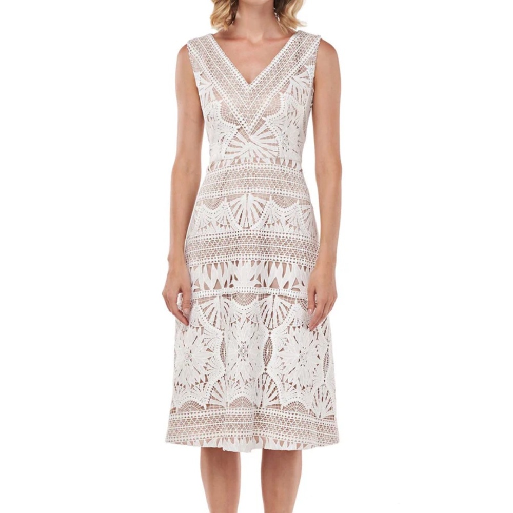 Kay Unger Priscilla MIDI White Lace dress